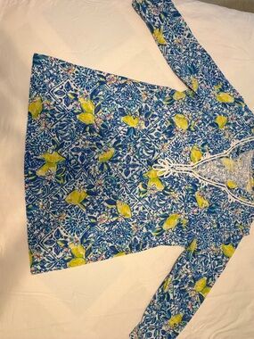 Lilly Pulitzer Blue and Yellow Floral Tunic